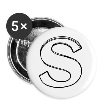 Buchstabe S handgezeichnet - Buttons groß 56 mm (5er Pack) - Weiß - Vorne