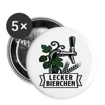 Lecker Bierchen Tap Art - Buttons groß 56 mm (5er Pack) - Weiß - Vorne