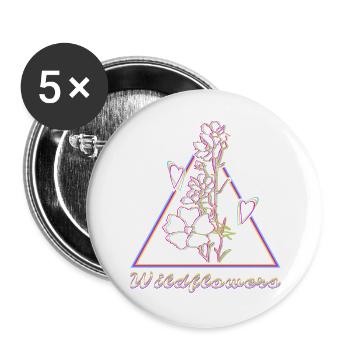 Farbenfrohes Wildblumen Motiv - Buttons groß 56 mm (5er Pack) - Weiß - Vorne