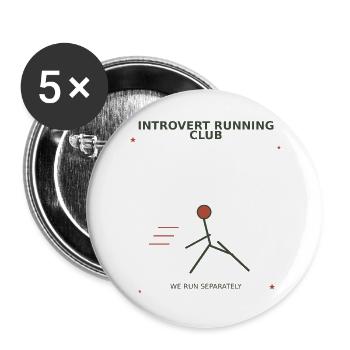 Introvert Laufclub Design - Buttons groß 56 mm (5er Pack) - Weiß - Vorne