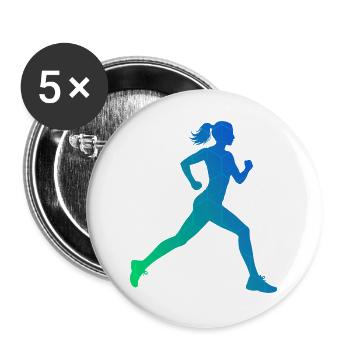 Geschenkidee für eine Running mit Running - Buttons groß 56 mm (5er Pack) - Weiß - Vorne