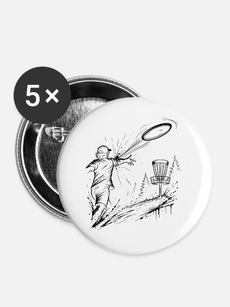 Discgolf - Buttons groß 56 mm (5er Pack) - Weiß