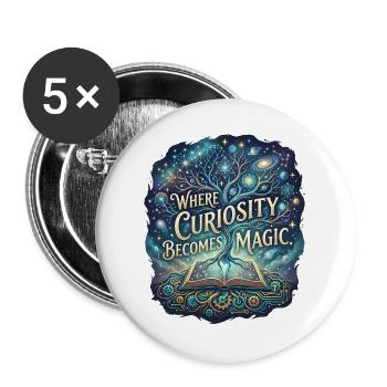 Magic Tree Cosmos und Fantasy-Buchdruck - Buttons groß 56 mm (5er Pack) - Weiß - Vorne