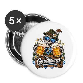 Masskrug Spruch Gaudibursch - Buttons groß 56 mm (5er Pack) - Weiß - Vorne
