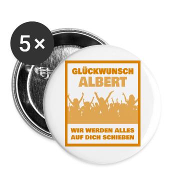 Kollege Albert - Buttons groß 56 mm (5er Pack) - Weiß - Vorne