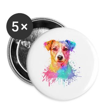 Jack Russell Terrier Aquarell Illustration - Buttons groß 56 mm (5er Pack) - Weiß - Vorne