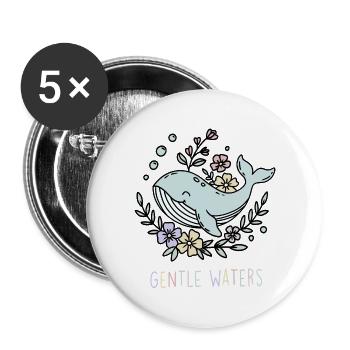 Sanfte Gewässer Blütenmeer - Buttons groß 56 mm (5er Pack) - Weiß - Vorne