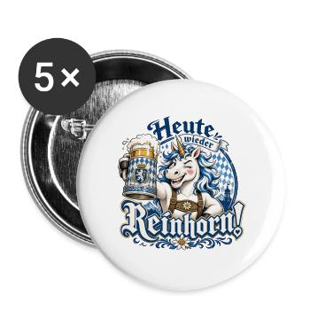 Heute wieder Reinhorn Design - Buttons groß 56 mm (5er Pack) - Weiß - Vorne