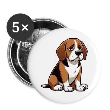Beagle Beaglebesitzer Beaglehalter beaglehund - Buttons groß 56 mm (5er Pack) - Weiß - Vorne