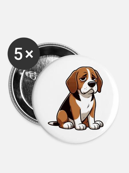 Beagle Beaglebesitzer Beaglehalter beaglehund - Buttons groß 56 mm (5er Pack) - Weiß