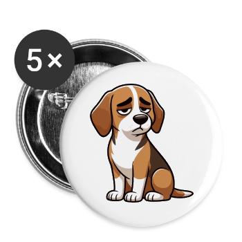 Beagle Beaglebesitzer Beaglehalter beaglehund - Buttons groß 56 mm (5er Pack) - Weiß - Vorne