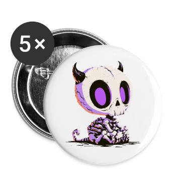 Cute Chibi Devil Skull - Buttons groß 56 mm (5er Pack) - Weiß - Vorne