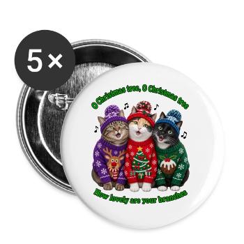 O Weihnachtsbaum - Buttons groß 56 mm (5er Pack) - Weiß - Vorne