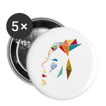 Frauengesicht - Buttons groß 56 mm (5er Pack) - Weiß - Vorne