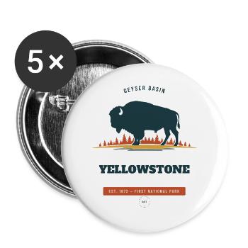 Bisons im Yellowstone-Nationalpark - Buttons groß 56 mm (5er Pack) - Weiß - Vorne