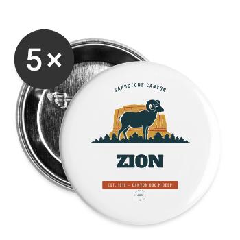 Zion Nationalpark Sandstone Canyon - Buttons groß 56 mm (5er Pack) - Weiß - Vorne