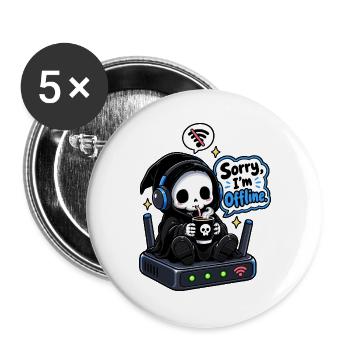 Offline Humor für Gamer und Introvertierte - Buttons groß 56 mm (5er Pack) - Weiß - Vorne