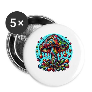 MUSHROOM - Buttons groß 56 mm (5er Pack) - Weiß - Vorne