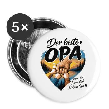 Der beste Opa Herzdesign - Buttons groß 56 mm (5er Pack) - Weiß - Vorne