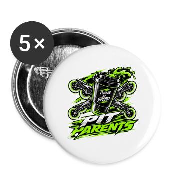 Pit Parents Inline Speedskating  - Buttons groß 56 mm (5er Pack) - Weiß - Vorne