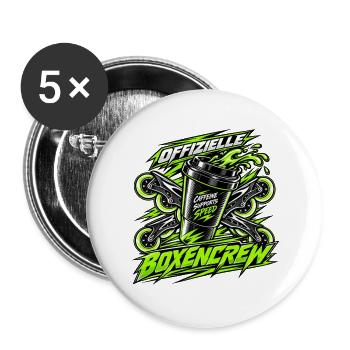 Offizielle Boxencrew Inline Speedskating - Buttons groß 56 mm (5er Pack) - Weiß - Vorne