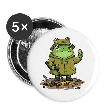  Sondengänger Sondler sondeln DETECTOR-Frog - Buttons groß 56 mm (5er Pack) - Weiß - Vorne