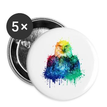 Adler Aquarell Illustration - Buttons groß 56 mm (5er Pack) - Weiß - Vorne