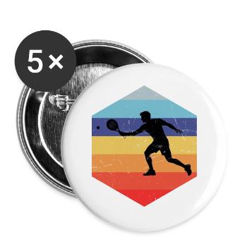 Geschenkidee für den Doppelspieler mit Racketsport - Buttons groß 56 mm (5er Pack) - Weiß - Vorne