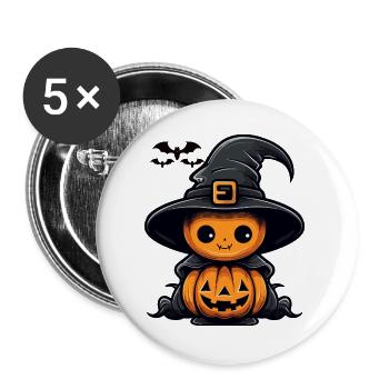 Süßer Hexenkürbis - Buttons groß 56 mm (5er Pack) - Weiß - Vorne