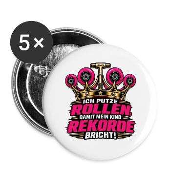 Ich putze Rollen Skater Eltern - Buttons groß 56 mm (5er Pack) - Weiß - Vorne