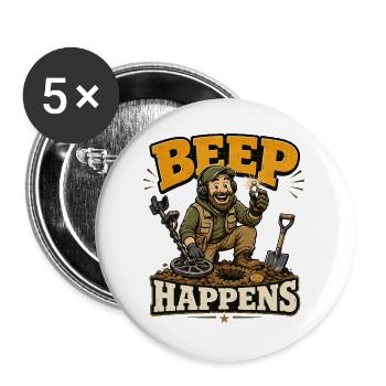  Sondengänger Sondler sondeln METAL-DETECTOR - Buttons groß 56 mm (5er Pack) - Weiß - Vorne