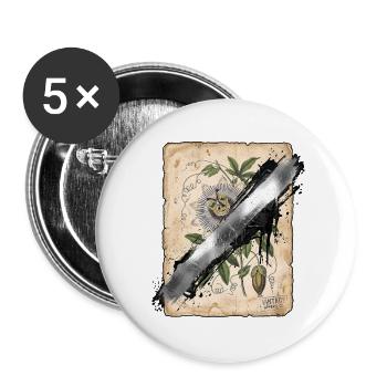 Botanische Illustration mit Vandal Übermalung - Buttons groß 56 mm (5er Pack) - Weiß - Vorne