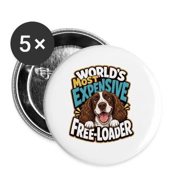 Englischer Springer-Spaniel - Buttons groß 56 mm (5er Pack) - Weiß - Vorne
