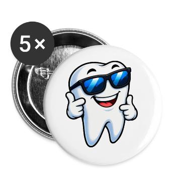 Sonnenbrillen-Zahn Statement - Buttons groß 56 mm (5er Pack) - Weiß - Vorne