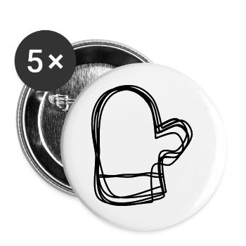 Fäustling handgezeichnet - Buttons groß 56 mm (5er Pack) - Weiß - Vorne