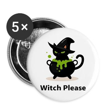 Hexenkatze im Zaubertrank - Buttons groß 56 mm (5er Pack) - Weiß - Vorne