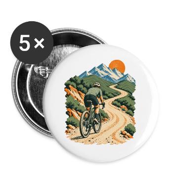 Gravel Abenteuer - Buttons groß 56 mm (5er Pack) - Weiß - Vorne