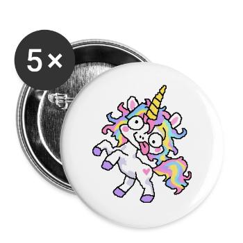 CrazyUnicorn - Buttons groß 56 mm (5er Pack) - Weiß - Vorne