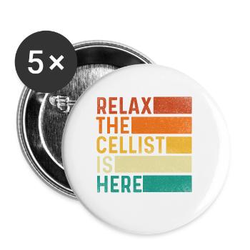 Entspann dich, der Cellist ist hier – Cello-Orchester - Buttons groß 56 mm (5er Pack) - Weiß - Vorne