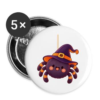Kuschelige Hexenspinnenfigur - Buttons groß 56 mm (5er Pack) - Weiß - Vorne