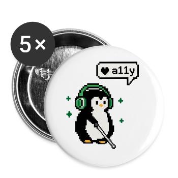 A11y Penguin - Pixel Accessibility - Buttons groß 56 mm (5er Pack) - Weiß - Vorne