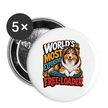 Shetland Shepherd - Buttons groß 56 mm (5er Pack) - Weiß - Vorne