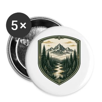 Waldberge Schild-Design - Buttons groß 56 mm (5er Pack) - Weiß - Vorne