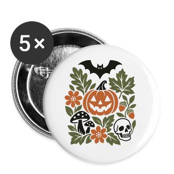 Botanisches Halloween - Buttons groß 56 mm (5er Pack) - Weiß - Vorne