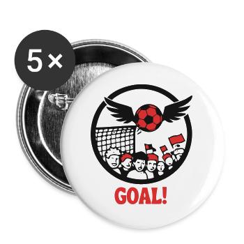 Fussball Tor Wappen Logo - Buttons groß 56 mm (5er Pack) - Weiß - Vorne