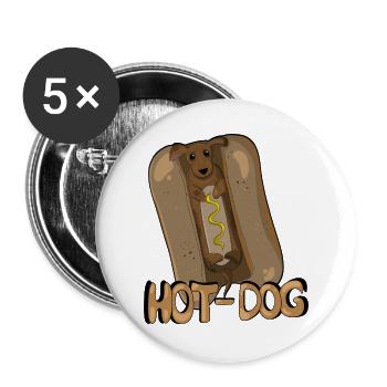 Hot-Dog - Buttons groß 56 mm (5er Pack) - Weiß - Vorne