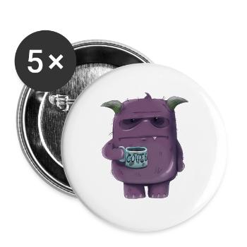 Morgenmuffel - Buttons groß 56 mm (5er Pack) - Weiß - Vorne