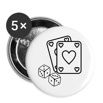 Spielkarten Würfel Glück minimalistisch - Buttons groß 56 mm (5er Pack) - Weiß - Vorne