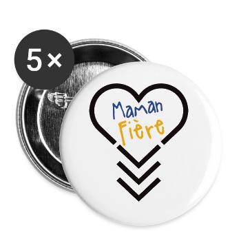 Maman fière d'une personne atteinte de trisomie 21 - Buttons groß 56 mm (5er Pack) - Weiß - Vorne