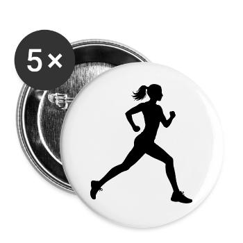 Geschenkidee für eine Running mit Running - Buttons groß 56 mm (5er Pack) - Weiß - Vorne